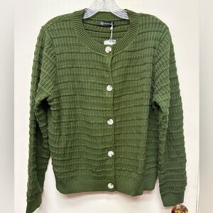 Olive Green Women's Cardigan Sweater